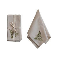 Hello Honey® 18" Natural Cotton Printed Napkins with Christmas Tree, 4ct.