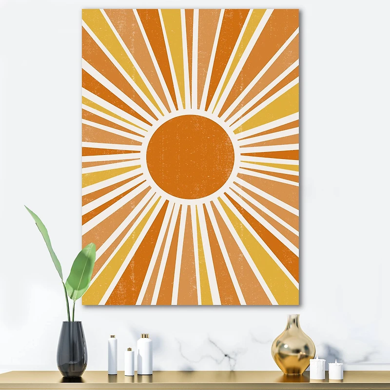 Designart - Minimalist Bright Shining Orange Sun Rays I