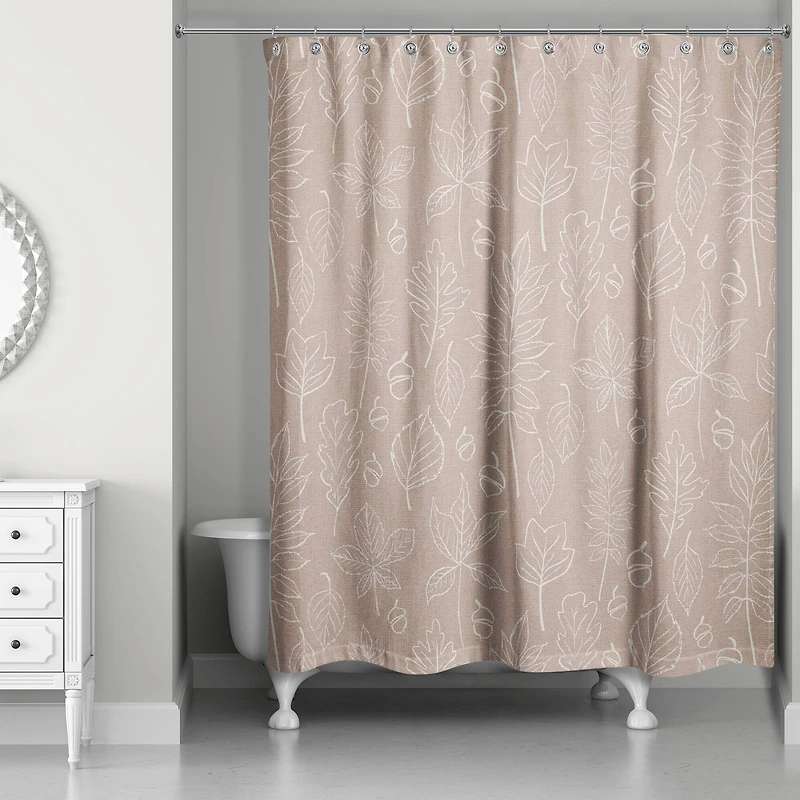 Dusty Rose Fall Leaves Shower Curtain