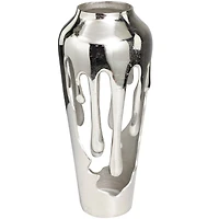19" Silver Aluminum Drip Vase with Melting Designed Body