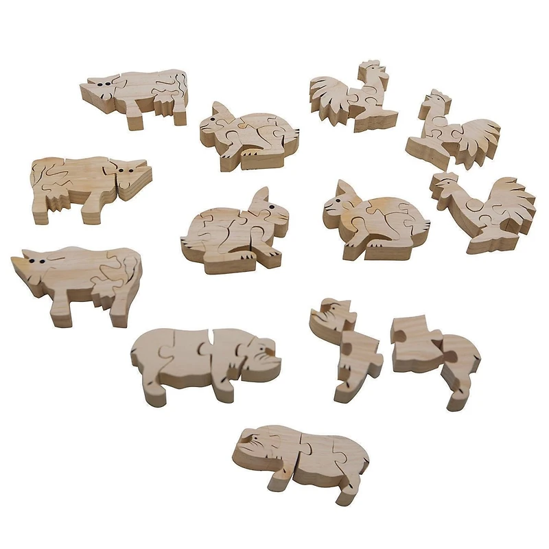 S&S Worldwide® Unfinished Wooden Farm Animal Puzzles, 12ct.