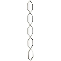 Silver Metal Slim Stacked Chain 5 Layer Wall Mirror with Trellis Pattern 7" x 1" x 59"