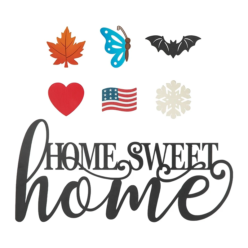Glitzhome® 24" Metal Home Sweet Home Wall Décor with Changeable Shapes