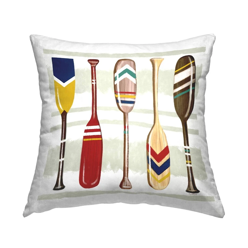 Stupell Industries Striped Patterned Boat Oars Paddles Throw Pillow, 18" x 18"