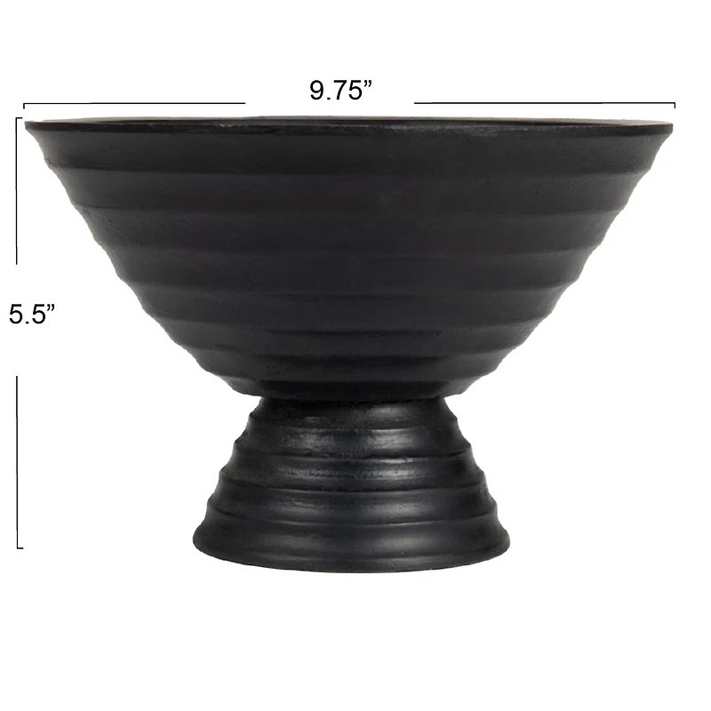 Hello Honey® 9.75" Ridged Mango Wood Footed Bowl