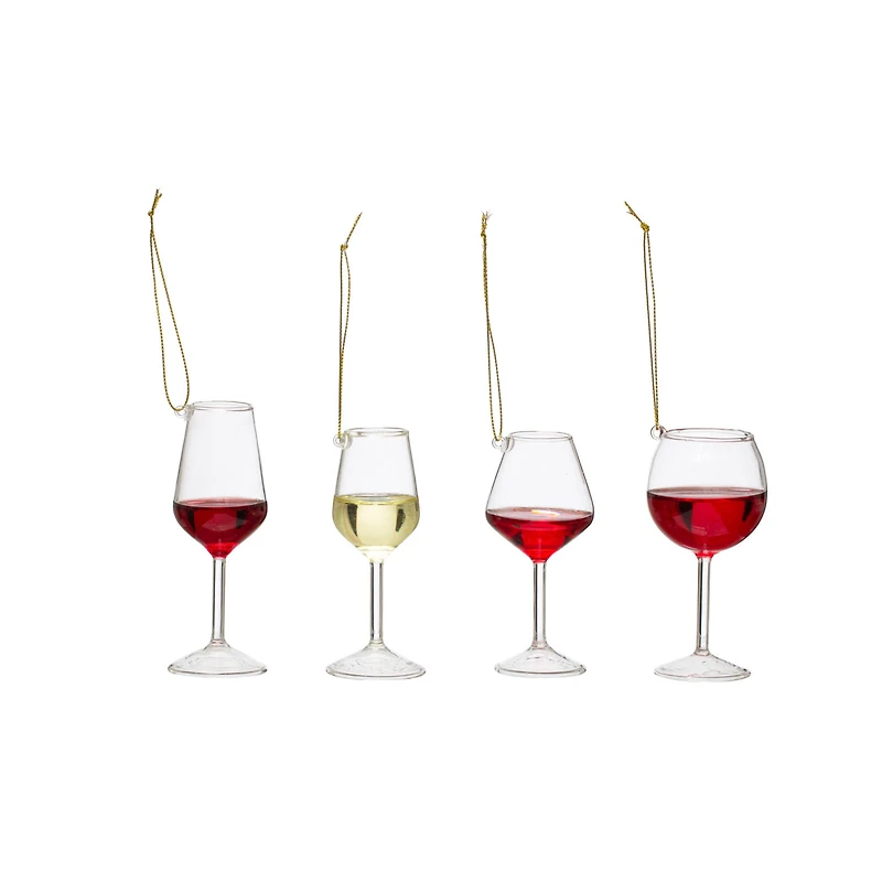 Hello Honey® 4 Pack 4" Wine Glass Ornaments