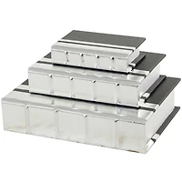 CosmoLiving by Cosmopolitan Silver Faux Leather Faux Book Box with Metallic Finish Set