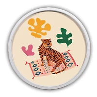 Tiger Monsteras 20" x 20" Round White Framed Print