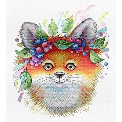 MP Studia Fox With Flowers Cross Stitch Kit