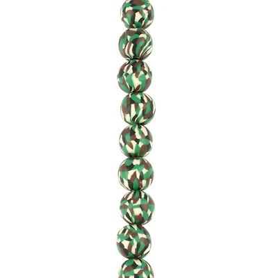 Green Camouflage Clay Round Beads, 9.5mm by Bead Landing™