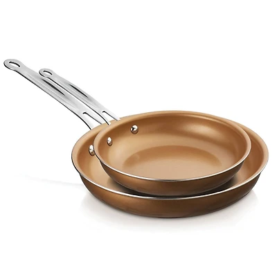 Brentwood 2-Piece Nonstick Induction-Compatible Copper Fry Pan Set
