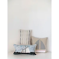 Hello Honey® Appliqued Boat & Striped Piping Cotton Pillow
