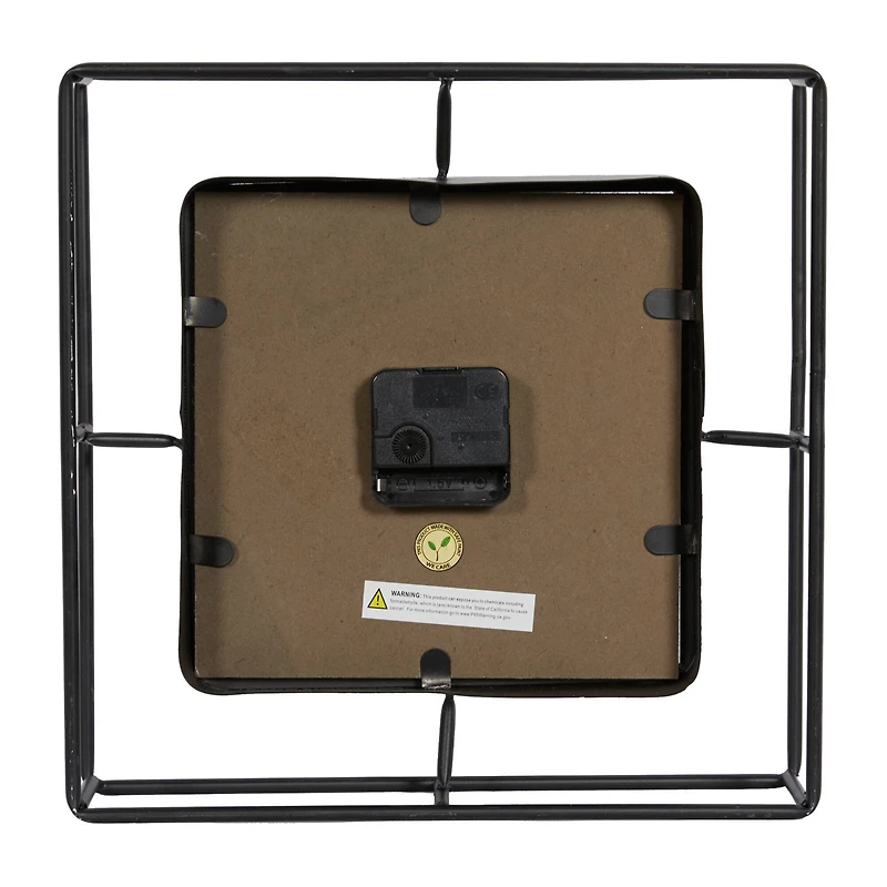 Black Contemporary Metal Wall Clock, 12" x 12"