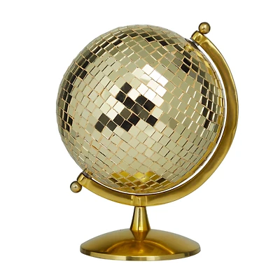 The Novogratz Gold Stainless Steel Glam Globe, 9" x 8" x 12"