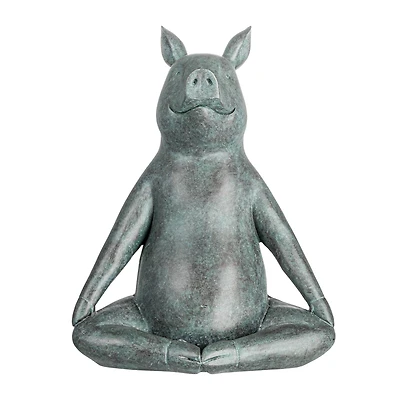 Hello Honey® 12" Gray Yoga Pig Decoration