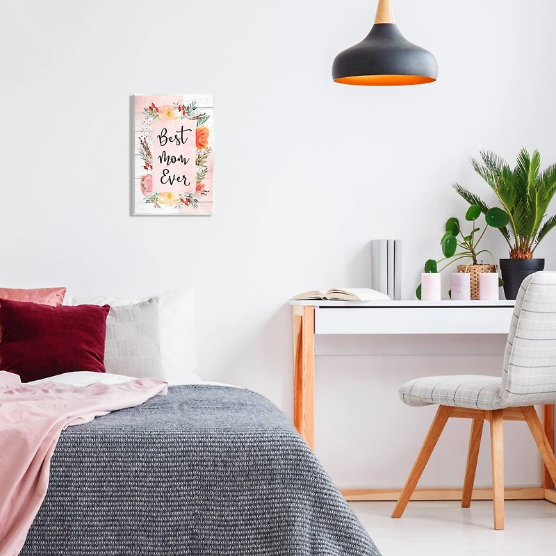 Stupell Industries Best Mom Ever Floral Mother's Day Wall Plaque Art