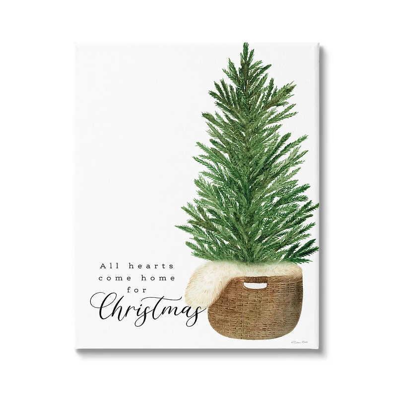 Stupell Industries All Hearts Home For Christmas Phrase Canvas Wall Art