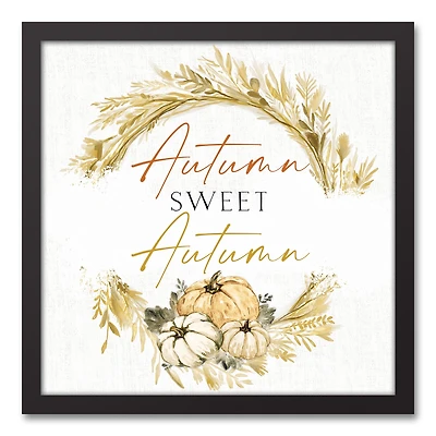 Autumn Hay Wreath Canvas Wall Art with Black Frame