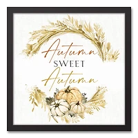 Autumn Hay Wreath Canvas Wall Art with Black Frame