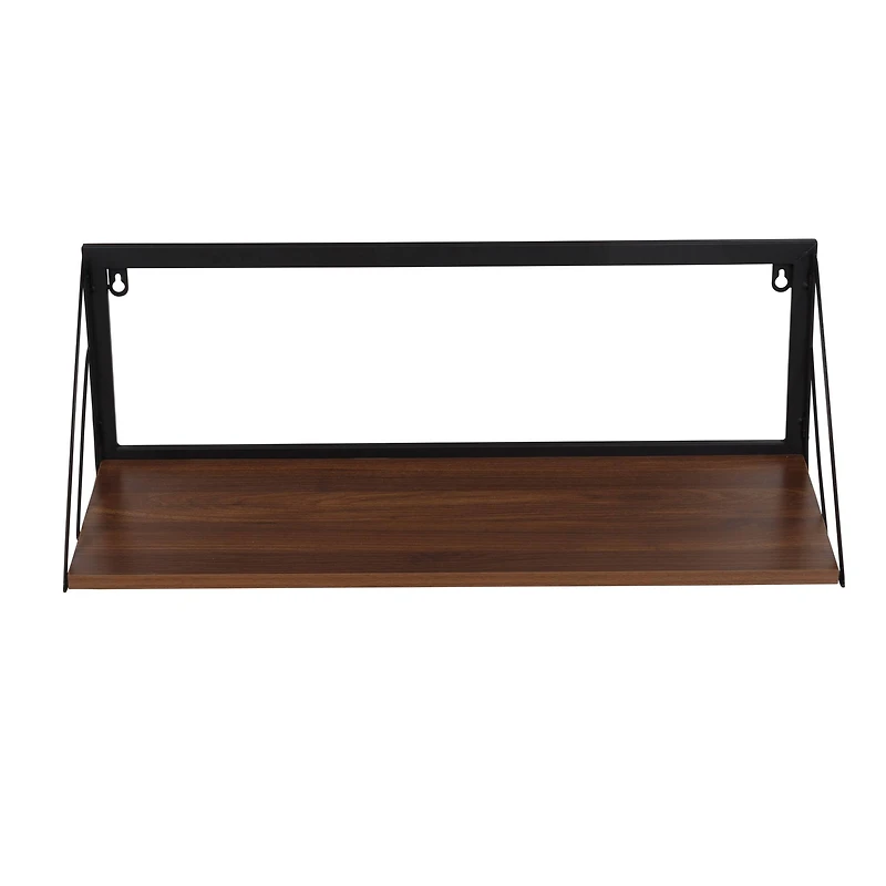 Honey Can Do Walnut Large Modern Farmhouse Floating Shelf with Metal Bracket