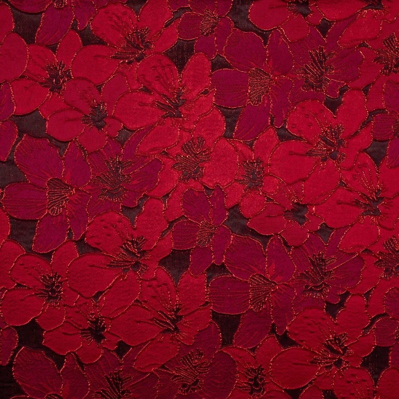 Cosplay by Yaya Han Red Metallic Tonal Floral Brocade Fabric