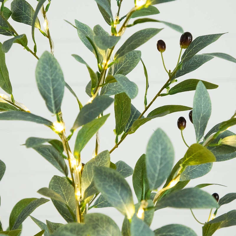 6ft. Pre-Lit Artificial Fruiting Olive Tree with Warm White LED Lights