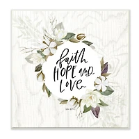 Stupell Industries Faith Hope and Love Sentiment Floral Cotton Wreath,12" x 12"