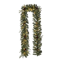 Glitzhome® 9ft. LED Greenery Pinecone Christmas Garland with Timer