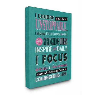 Stupell Industries I Choose Unstoppable Inspirational Canvas Wall Art