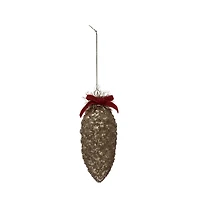 Hello Honey® Antique Silver Finish Glass Pinecone Ornament