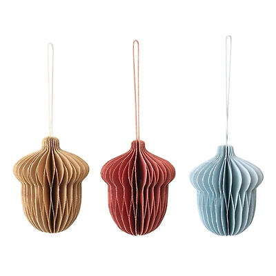 Hello Honey® 3" Paper Folding Honeycomb Acorn Ornament Set