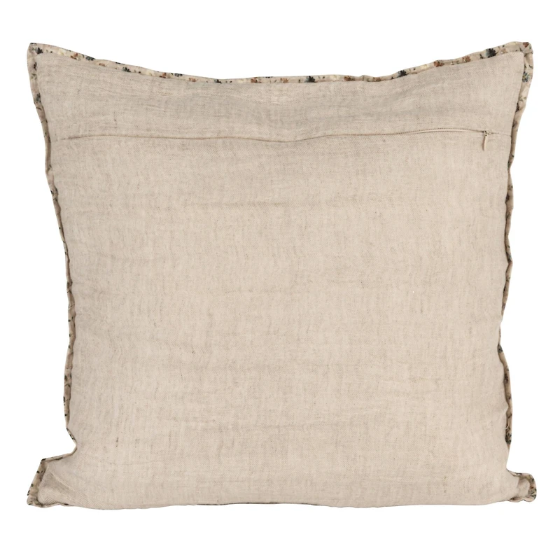 Hello Honey® 18" x 18" Natural Patterned Edge Woven Cotton & Linen Pillow