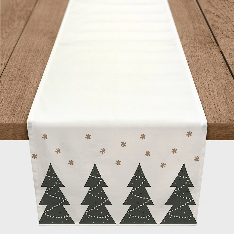 90" Christmas Tree Snow Twill Table Runner