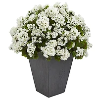 2.5ft. White Geranium in Slate Planter