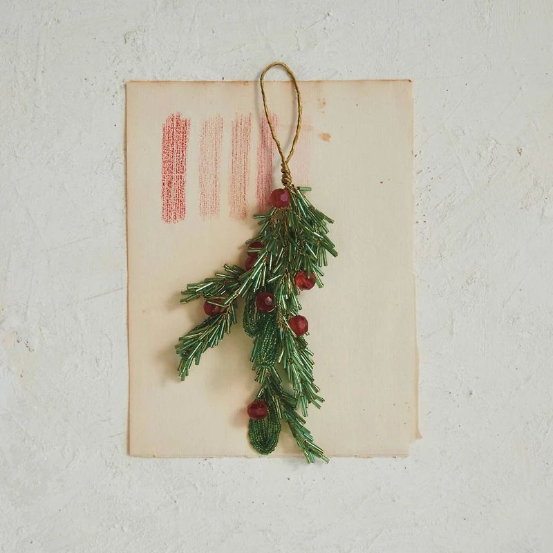 Hello Honey® 7" Glass Bead Mistletoe & Berries Ornament