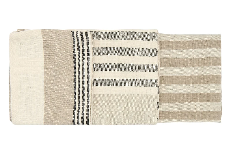 Hello Honey® Tan & Gray Striped Cotton Tea Towel Set