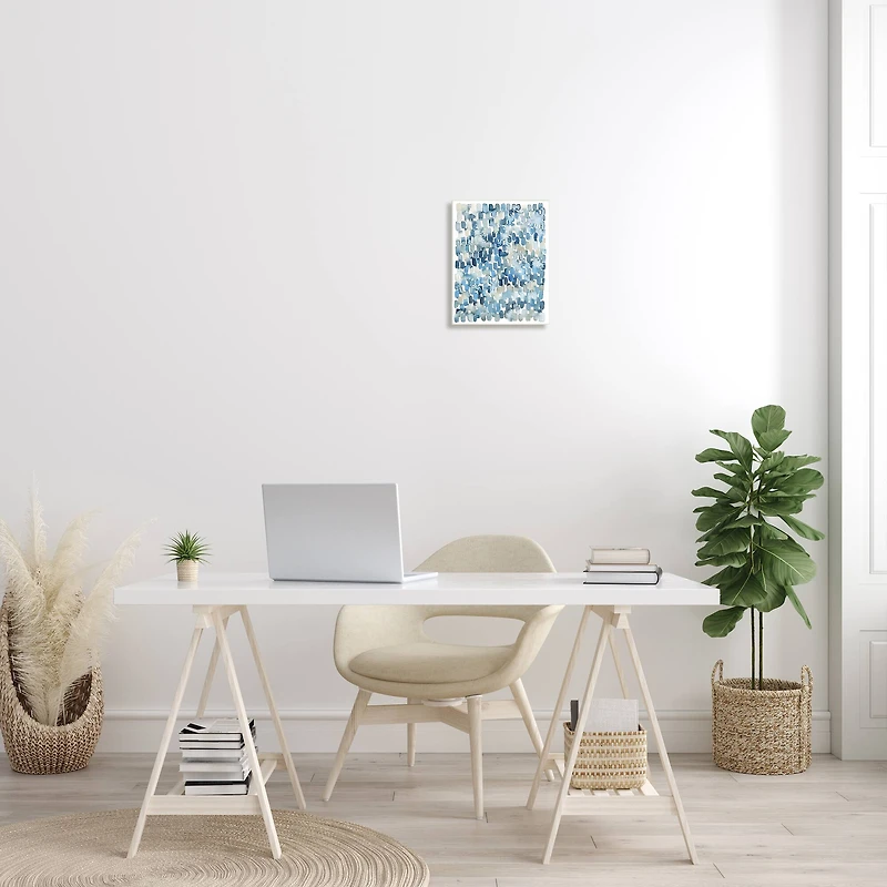 Stupell Industries Coastal Tile Abstract Soft Blue Beige Shapes Wall Plaque