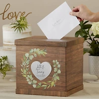 Kate Aspen Rustic Brown Wood Card Box