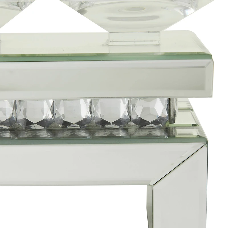 Set of 3 Silver MDF Glam Candle Holder, 7" x 20" x 4"