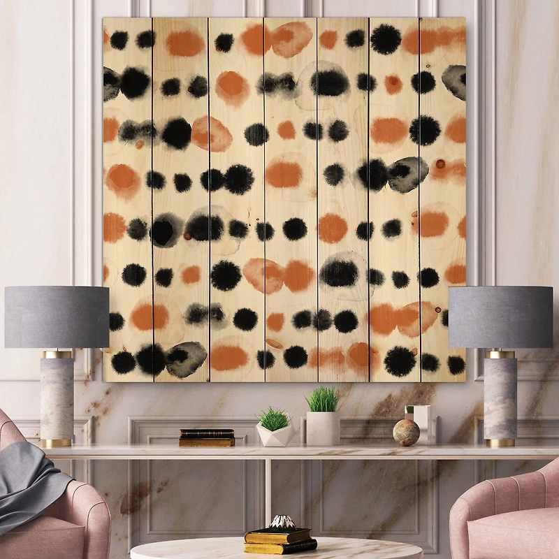 Designart - Black and Orange Polka Dots
