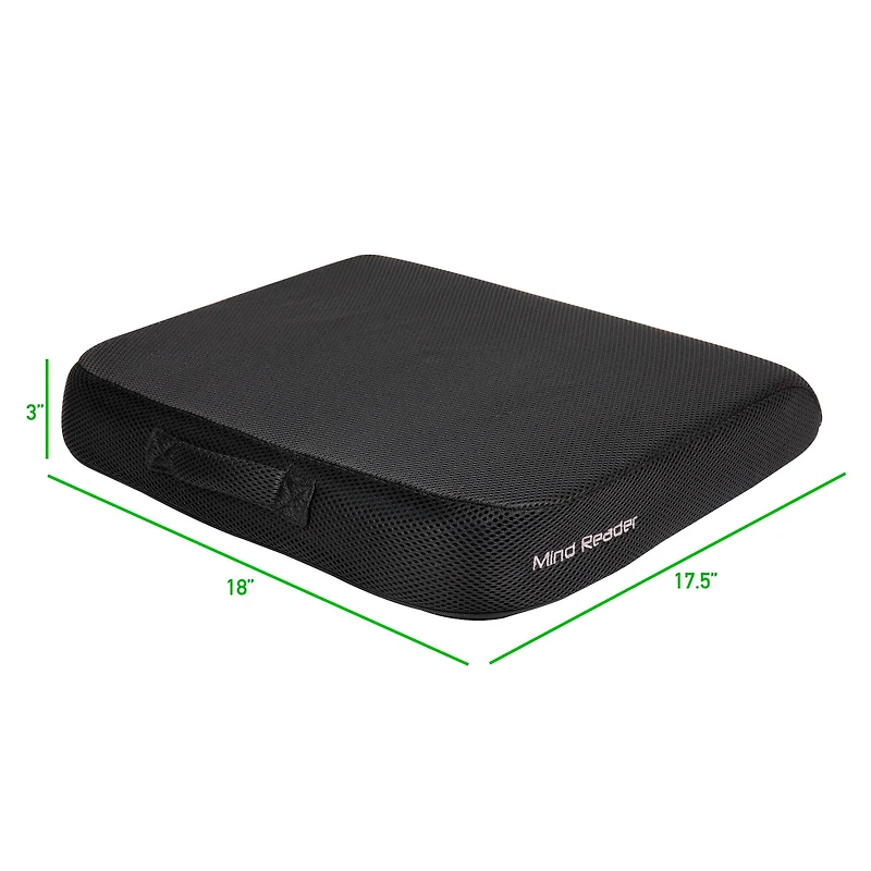 Mind Reader 18" Black Anti-Slip Seat Cushion with Carry Handle