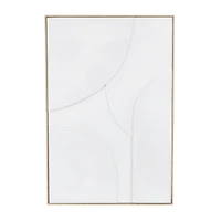 33" x 49", White Wooden Geometric Home Wall Décor with Abstract Circles and Brown Wooden Frame