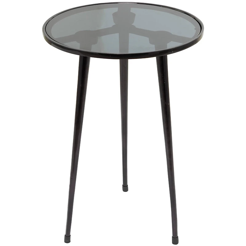 22" Aluminum Tripod Legs Accent Table with Shaded Glass Top