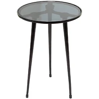 22" Aluminum Tripod Legs Accent Table with Shaded Glass Top