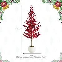 Glitzhome® 41"H Chirstmas Berry Porch Tree