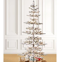7ft. Pre-Lit Deluxe Flocked Pine Artificial Christmas Tree, Warm White LED Lights
