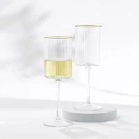 JoyJolt® Christian Siriano 11.5oz. Optic Gold Rim White Wine Glasses, 4ct.