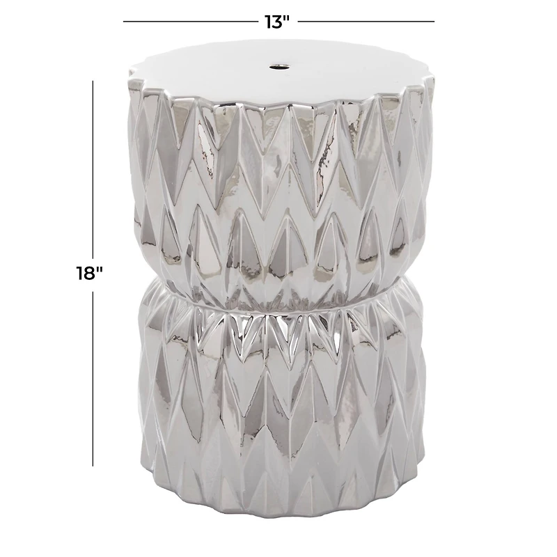 Silver Ceramic Modern Accent Table, 18" x 13" x 13"
