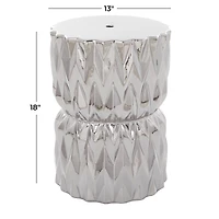 Silver Ceramic Modern Accent Table, 18" x 13" x 13"