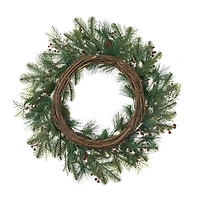 Glitzhome® 24" Christmas Pinecone, Leaf & Berry Wreath